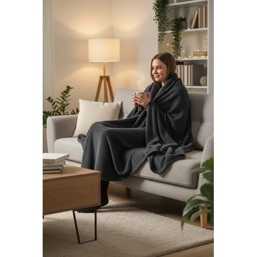 Tek Kişilik Welsoft TV Battaniye 130x170 cm Siyah