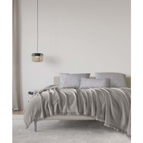 Naturel %100 Pumuklu Lüks Çift Kişilik Pike Takımı -Zen Solid B