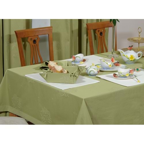 Lüks Masa Örtüsü Gala Polycotton Kumaş Leke Tutmaz Su Geçirmez Class 150x180 cm Yeşil