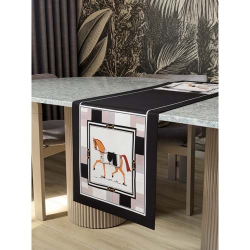 Atlı Modern Dekoratif Baskılı Runner-05- 1 Adet 40x140cm