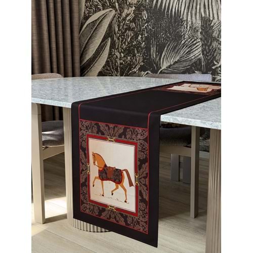 Atlı Modern Dekoratif Baskılı Runner-06- 1 Adet 40x140cm