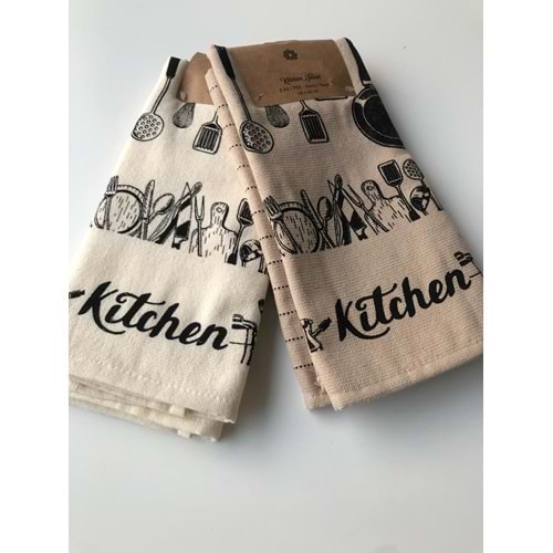 Kitchen 4'lü Mutfak Havlusu 40x60 cm -Krem Kahve