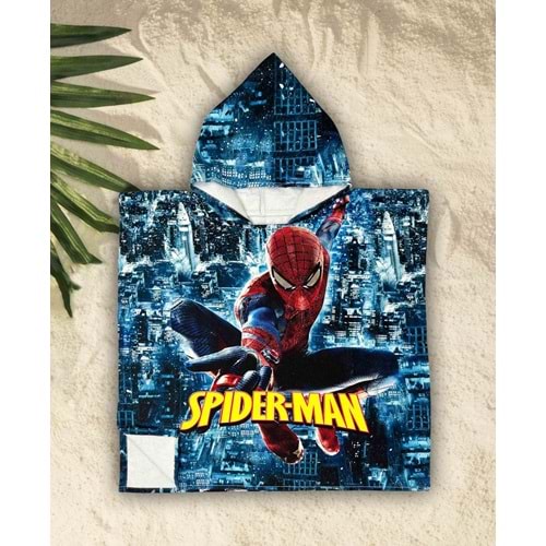 Çocuk Spider Man Kapşonlu Banyo - Plaj Panço 6-10 Yaş Standart
