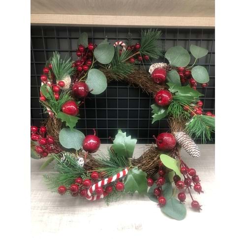 Kozalaklı Yılbaşı Kapı Süsü Büyük 35 cm