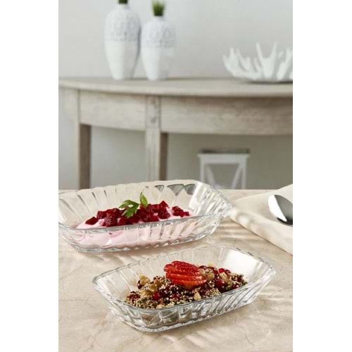 Paşabahçe 2-li Cam Meze ,Tatlı ,Çerez ,Kahvaltı Servis Tabağı 11x18 cm