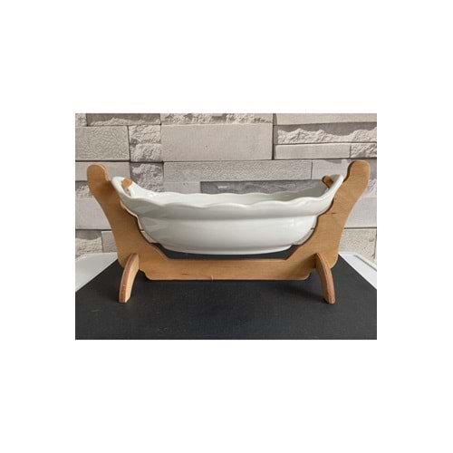 Ahşap Standlı Gondol Salata ve Sunum Kasesi