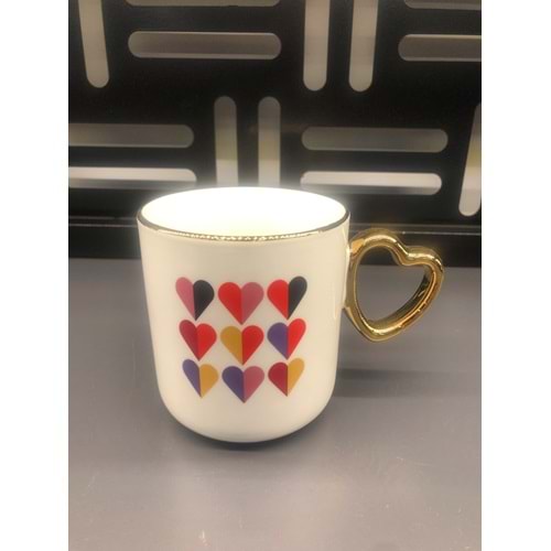 Özel Tasarım Porselen Kalp Kupa Yaldızlı -1 -380 ml