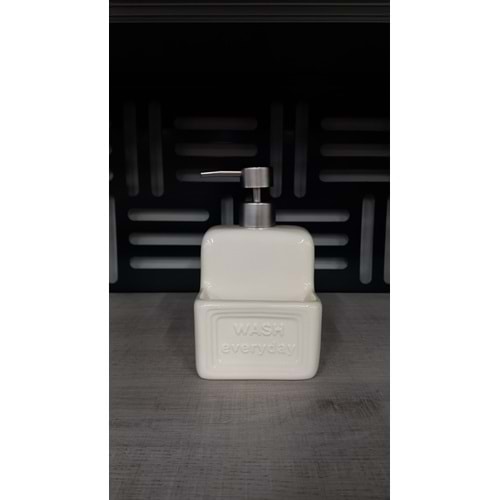 Süngerlikli Seramik Sıvı Sabunluk&Deterjanlık Wash-Krem -1