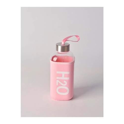 H2O Kılıflı Cam Matara 530 ml Pembe