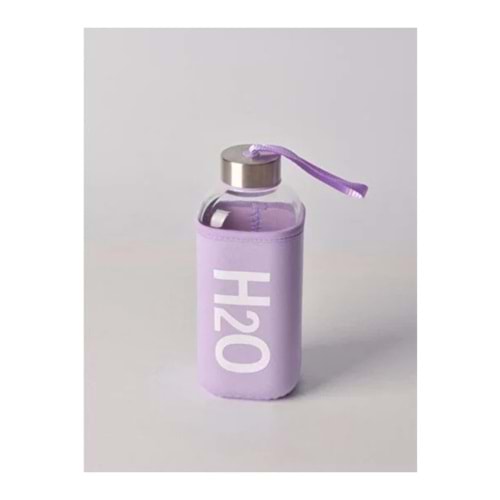 H2O Kılıflı Cam Matara 530 ml Lila
