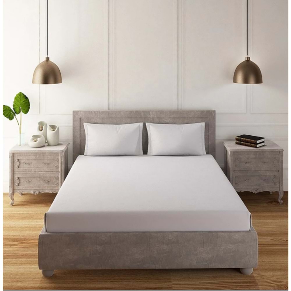 % 100 Pamuklu Lastikli Penye Çarşaf Beyaz 200x200 cm
