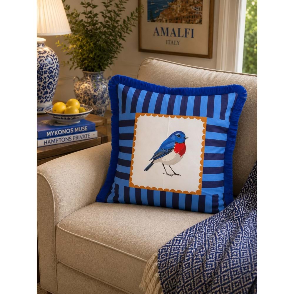 Çift Taraflı Dekoratif Saçaklı Kırlent Kılıfı Enerjik-6 43x43 cm -1 Adet