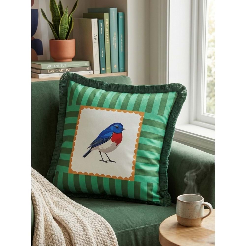 Çift Taraflı Dekoratif Saçaklı Kırlent Kılıfı Enerjik-7 43x43 cm -1 Adet