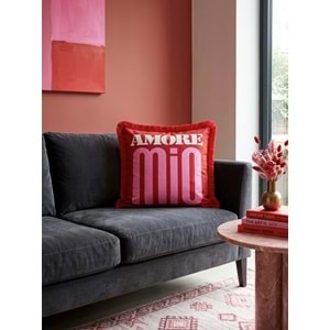 Çift Taraflı Dekoratif Saçaklı Kırlent Kılıfı Amore 43x43 cm -1 Adet