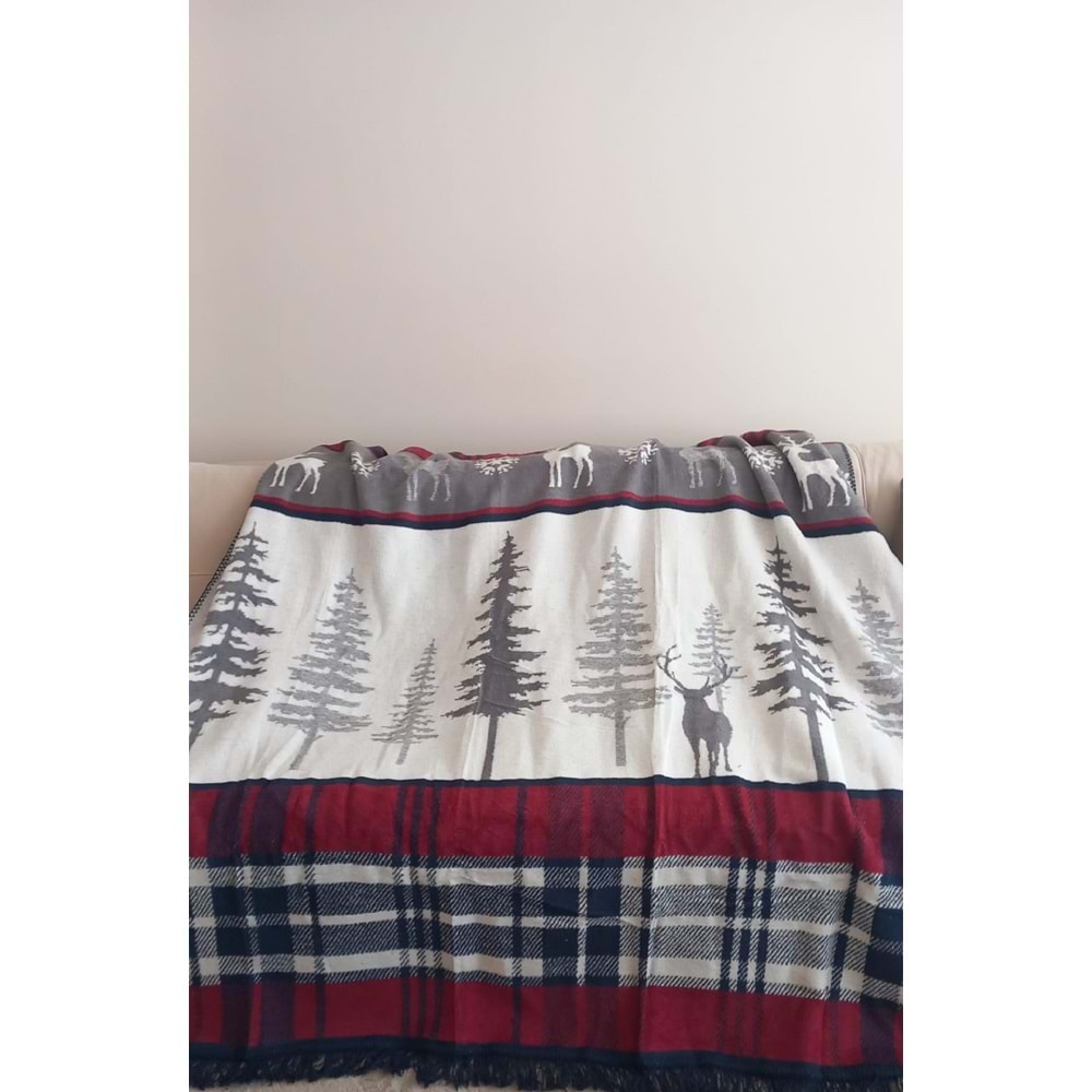 Sobrier Yılbaşı Temalı Çift Taraflı Tek Kişilik Battaniye 150x200 cm