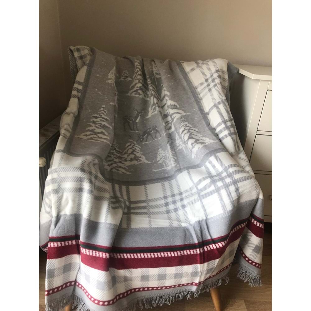 Bloom Yılbaşı Temalı Çift Taraflı Tek Kişilik Pamuklu Battaniye 150x200 cm