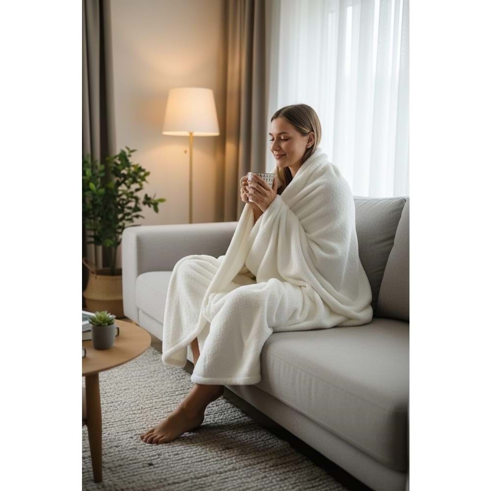 Tek Kişilik Welsoft TV Battaniye 130x170 cm Krem