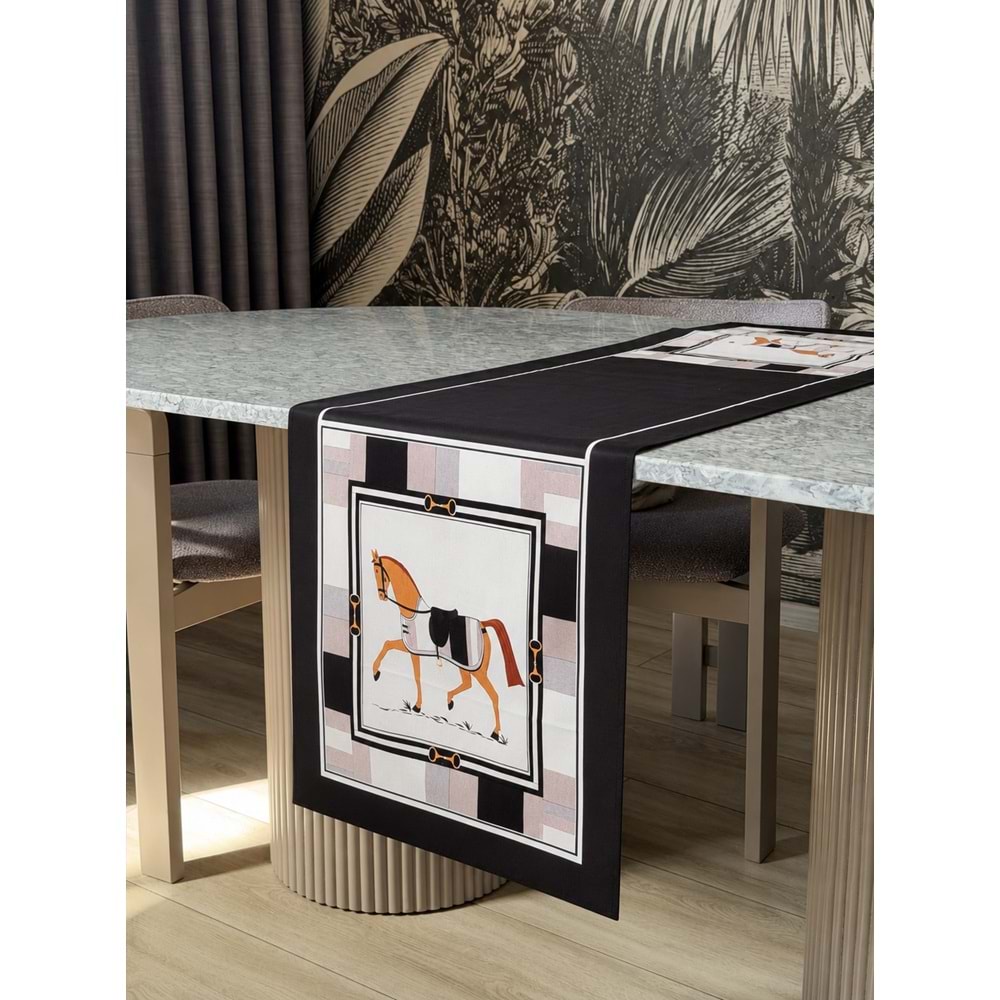 Atlı Modern Dekoratif Baskılı Runner-05- 1 Adet 40x140cm