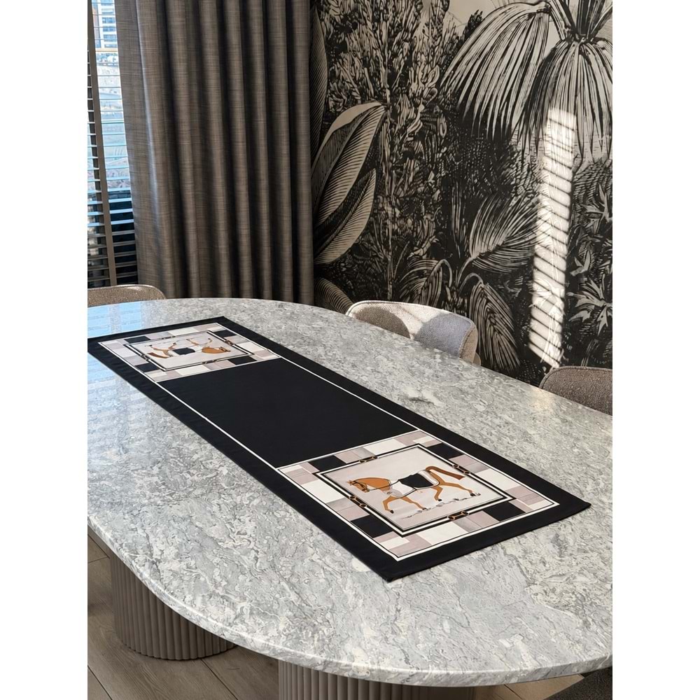 Atlı Modern Dekoratif Baskılı Runner-05- 1 Adet 40x140cm