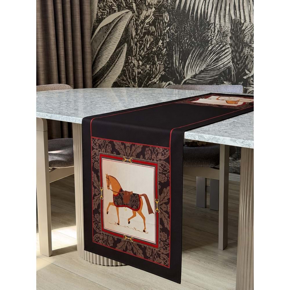 Atlı Modern Dekoratif Baskılı Runner-06- 1 Adet 40x140cm
