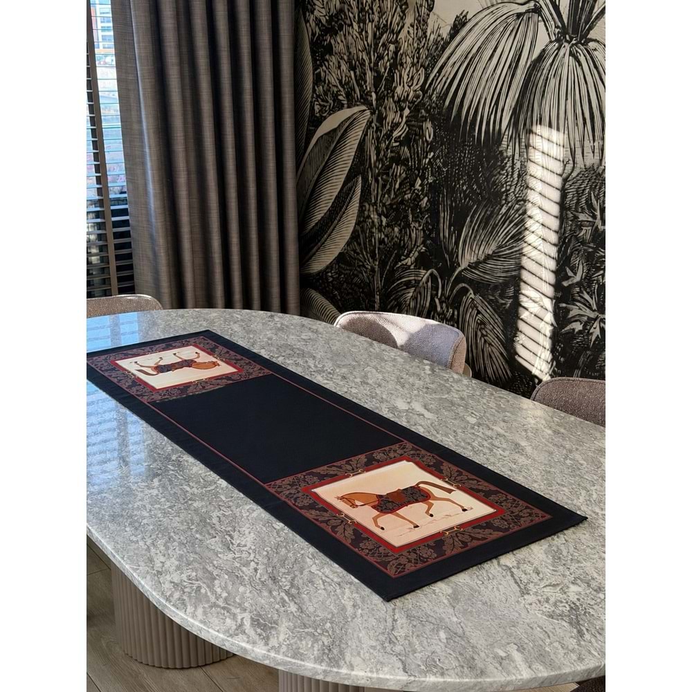 Atlı Modern Dekoratif Baskılı Runner-06- 1 Adet 40x140cm
