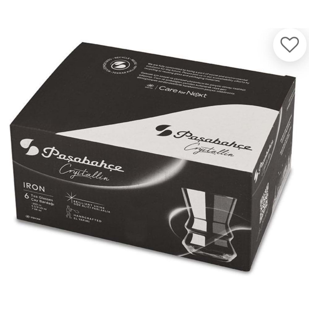 Paşabahçe Özel Yapım El İmalatı Crystallin İron 6 lı Çay Bardağı