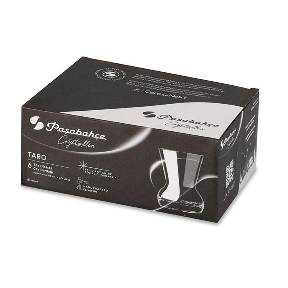 Paşabahçe Özel Yapım El İmalatı Crystallin Taro 6 lı Çay Bardağı