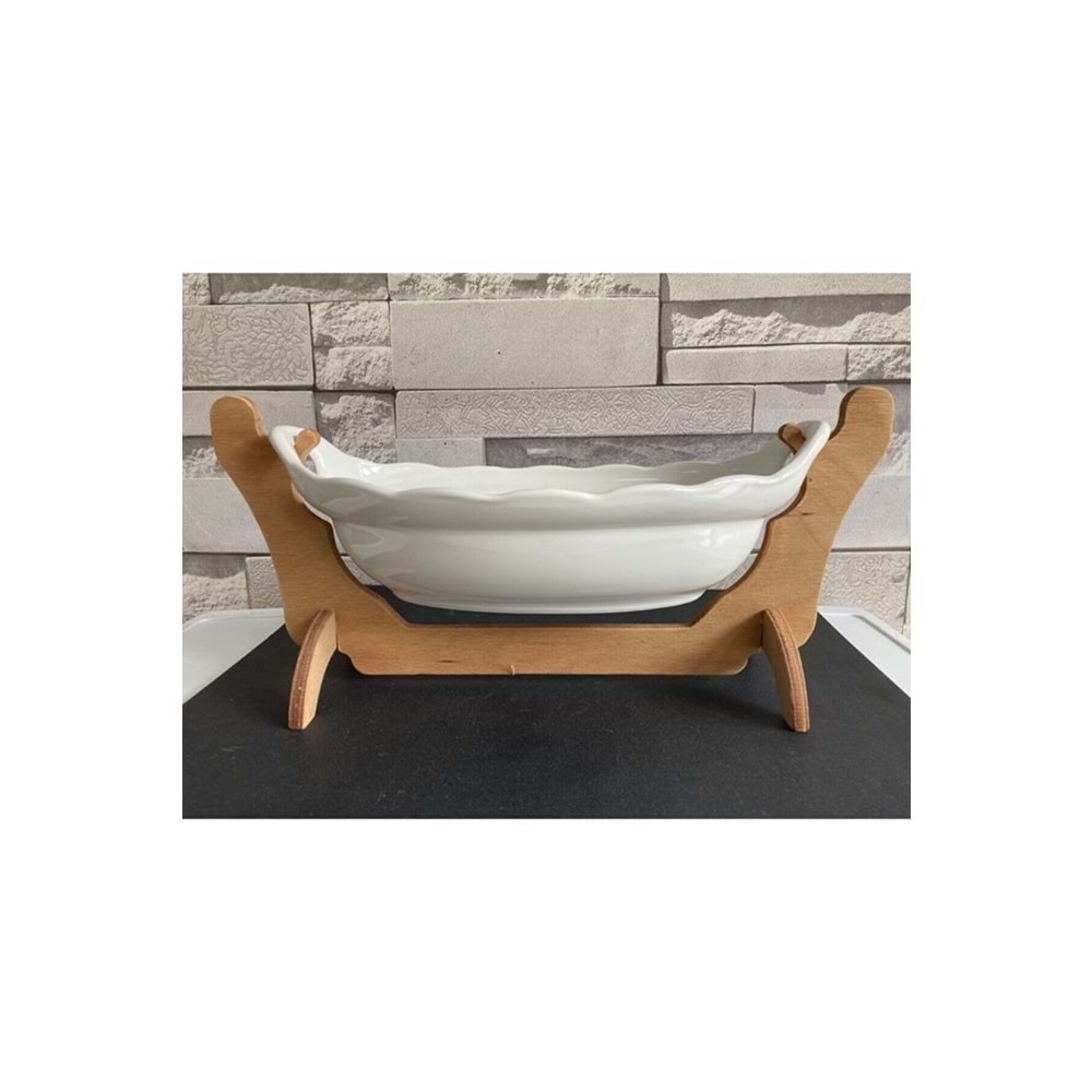 Ahşap Standlı Gondol Salata ve Sunum Kasesi