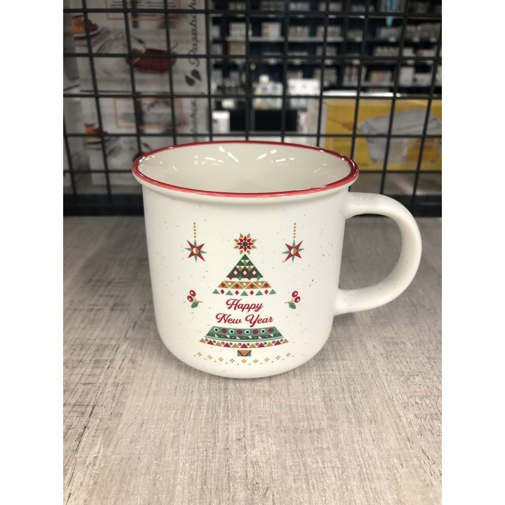 Yılbaşı Temalı Özel Tasarım Porselen Kupa -Happy New Year-3-360ml