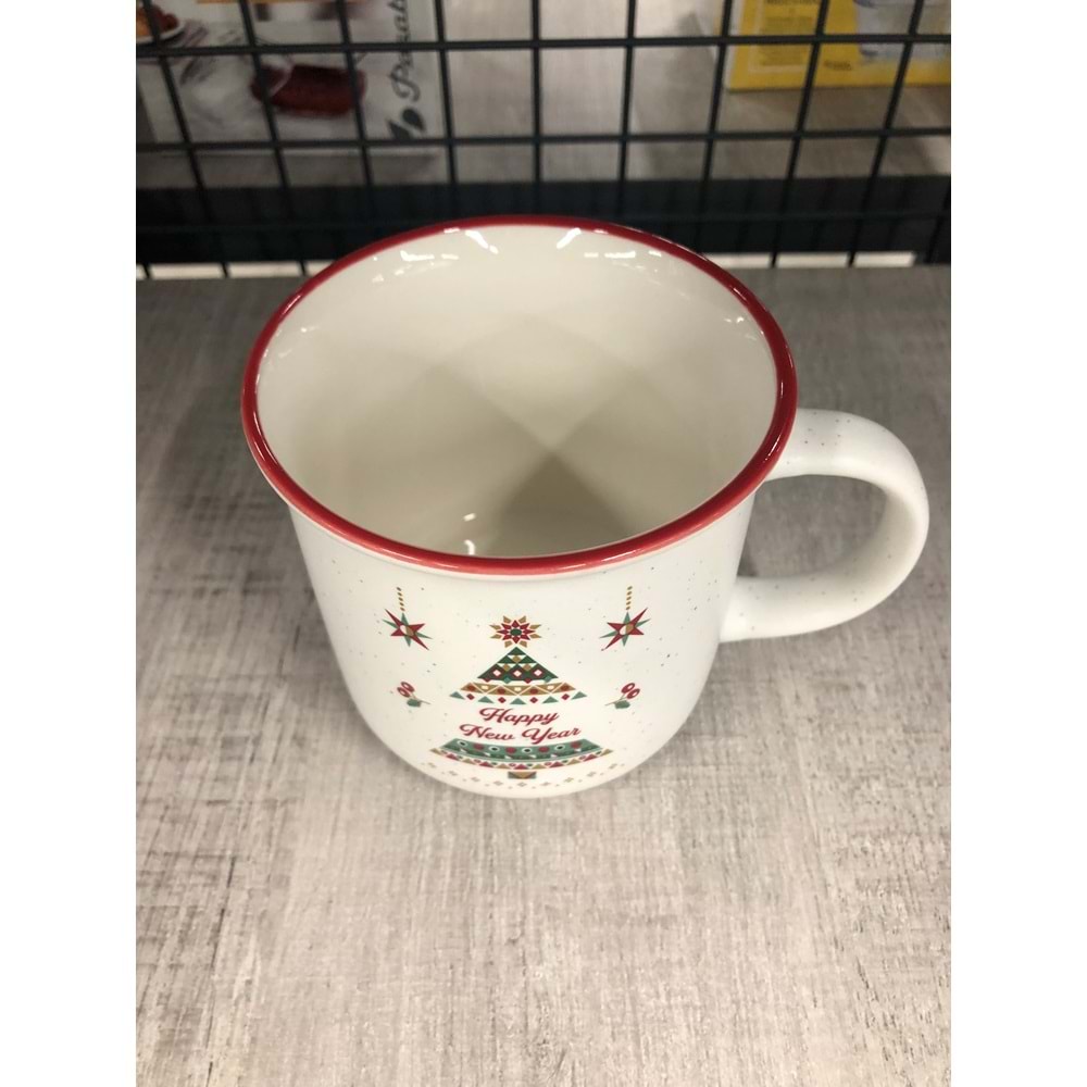 Yılbaşı Temalı Özel Tasarım Porselen Kupa -Happy New Year-3-360ml
