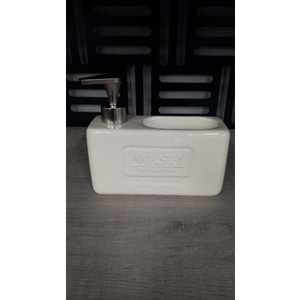 Süngerlikli Seramik Sıvı Sabunluk&Deterjanlık Wash-Krem -2