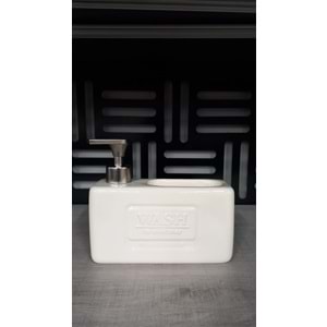 Süngerlikli Seramik Sıvı Sabunluk&Deterjanlık Wash-Krem -2