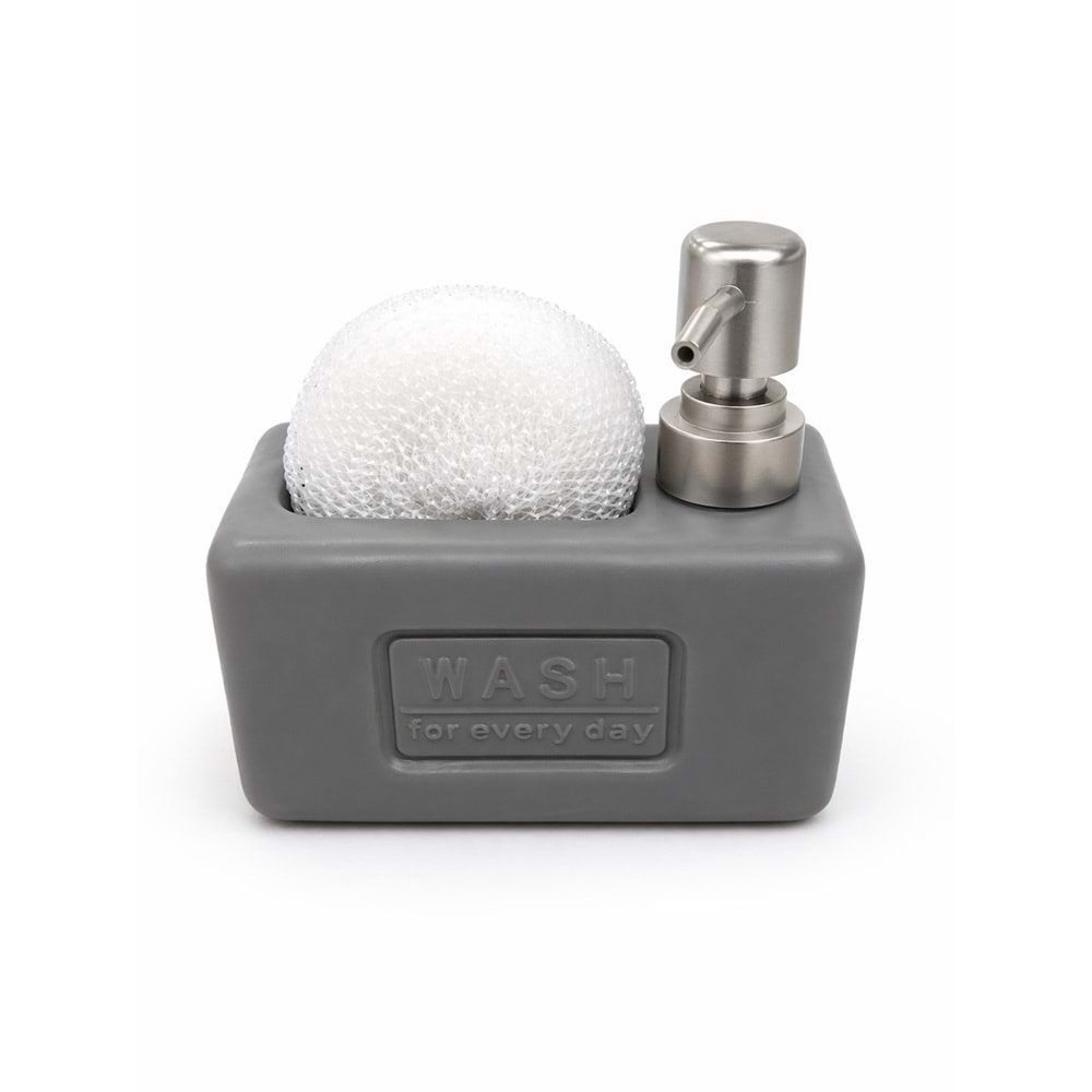 Süngerlikli Seramik Wash- Sıvı Sabunluk&Deterjanlık Gri