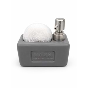 Süngerlikli Seramik Wash- Sıvı Sabunluk&Deterjanlık Gri